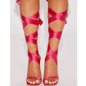 🔥Fashion Nova Wrap Up Heels - Red🔥